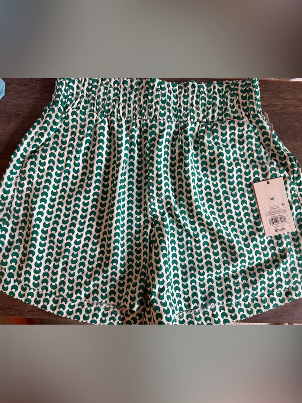 a new day Green and White Crescent-Print High Waist Women’s Shorts